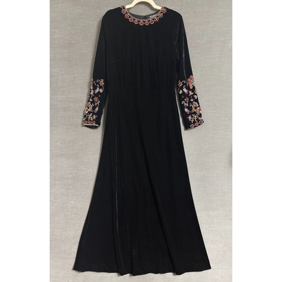 Ahluwalia Sachin Babi Dress M Black Velvet Beaded Indian Formal Evening  Boho